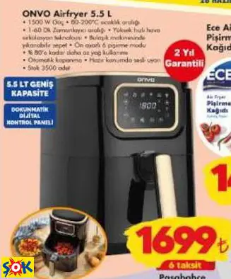 ONVO AİRFRYER 5.5 L ONVO AİRFRYER 5.5 L